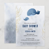 Nautische walvis onder het Zee Baby shower Kaart (Voorkant / Achterkant)