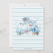 Nautische walvis onder het Zee Blue Boy Baby showe Bedankkaart (Achterkant)
