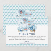 Nautische walvis onder het Zee Blue Boy Baby showe Bedankkaart (Voorkant / Achterkant)