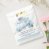 Nautische walvis onder het Zee Blue Boy Baby showe Bedankzakje (Gezegeld)