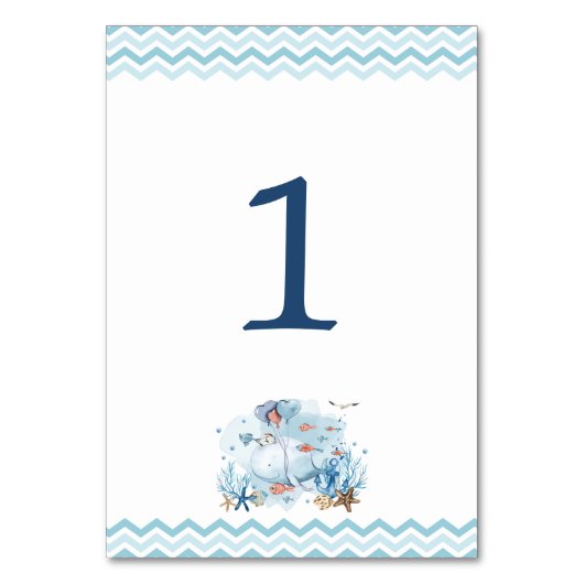 Nautische walvis onder het Zee Boy Baby shower Kaart (Voorkant)