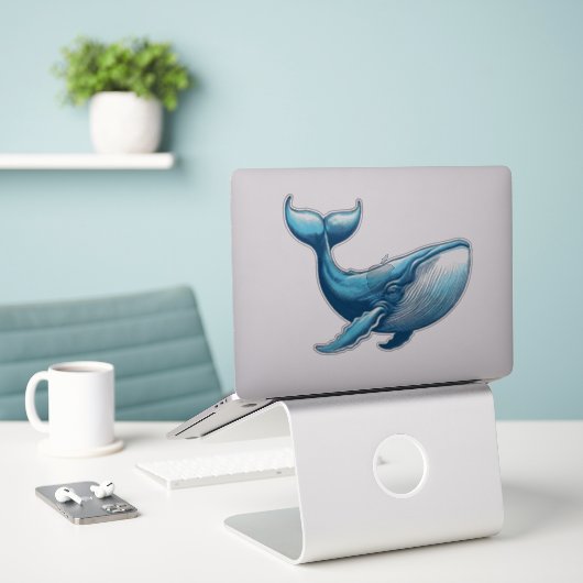 nautische walvis op maat gesneden vinyl Sticker (Laptop op bureau)
