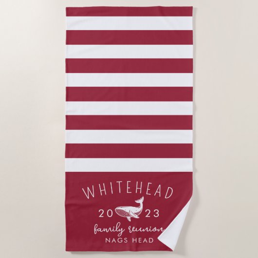 nautische walvis rood monogram strandlaken (Voorkant)
