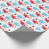 Nautische walvissen en krabben Patroon Cadeaupapier (Hoek)