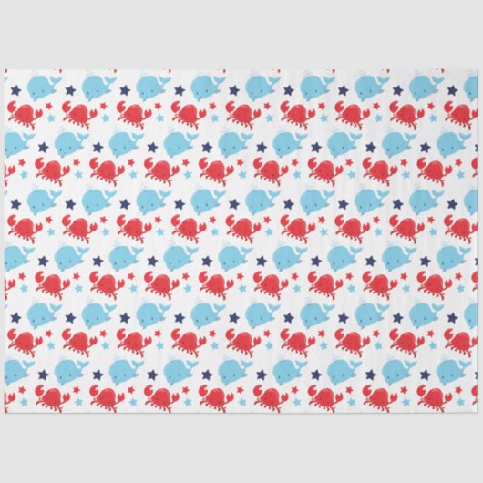 Nautische walvissen en krabben Patroon Tissuepapier (Voorkant)