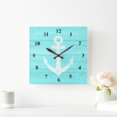 Nautische wandklok | scheepsanker en houten panele (Huis)