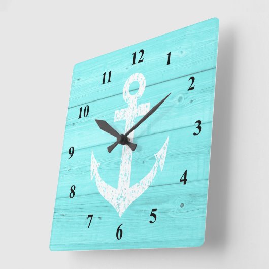 Nautische wandklok | scheepsanker en houten panele (Hoek)