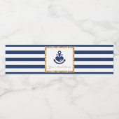 Nautische Waterfles Etiketten-Marine & Goud Etiket (Enkel label)