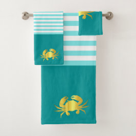 Nautische waterkrab/gouden rotskrab met strepen bad handdoek