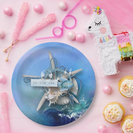 Nautische Waterverf aan het Zee Papieren Bordje (Feest)