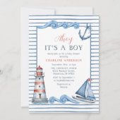 Nautische Waterverf Ahoy Het is een Boy Baby showe Kaart (Voorkant)