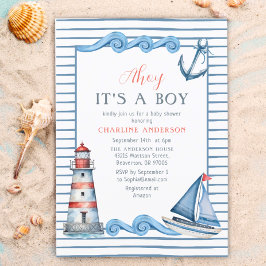 Nautische Waterverf Ahoy Het is een Boy Baby showe Kaart