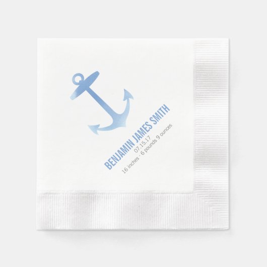 Nautische Waterverf Anker Baby shower Sip en See Servetten (Voorkant)