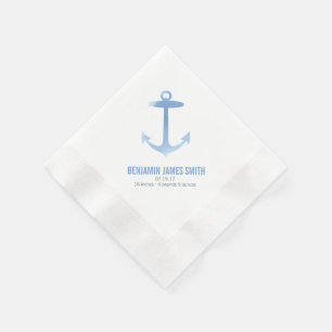 Nautische Waterverf Anker Baby shower Sip en Zie Servetten