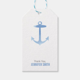 Nautische Waterverf Anker Blauw Gepersonaliseerd Cadeaulabel