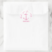 Nautische Waterverf Anker Dank u Roze Ronde Sticker (Tas)