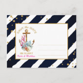 Nautische Waterverf Anker Seashells Save the Date Aankondigingskaart (Achterkant)