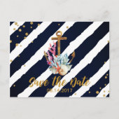Nautische Waterverf Anker Seashells Save the Date Aankondigingskaart (Voorkant)