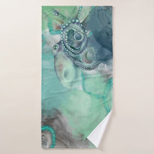 Nautische Waterverf Aqua Ocean Octopus Badhanddoek (Badhanddoek)