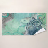 Nautische Waterverf Aqua Ocean Octopus Badhanddoek (Badhanddoek)