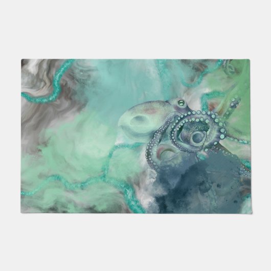 Nautische Waterverf Aqua Ocean Octopus Deurmat (Voorkant)