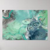 Nautische Waterverf Aqua Ocean Octopus Poster (Voorkant)