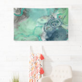 Nautische Waterverf Aqua Ocean Octopus Spandoek (Insitu)