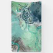 Nautische Waterverf Aqua Ocean Octopus Spandoek (Verticaal)