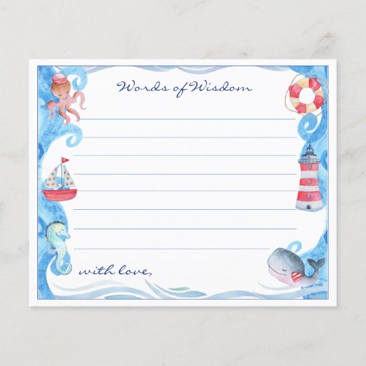 Nautische Waterverf Baby shower Woorden van Wijshe (Voorkant)