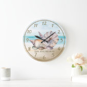 Nautische Waterverf Beach Seashells Grote Klok (Huis)