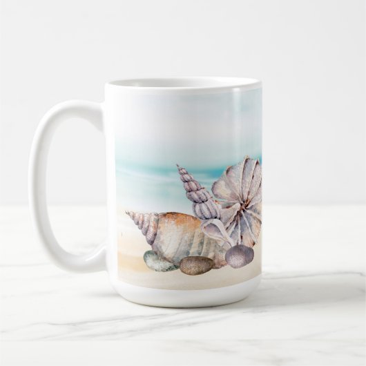 Nautische Waterverf Beach Seashells Koffiemok (Links)