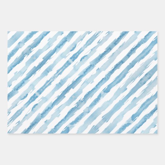 nautische Waterverf blauw wit geschilderd gestreep Inpakpapier Vel (Voorkant 2)