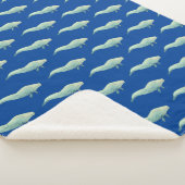 Nautische Waterverf blauwe vinvissen Sherpa Deken (3/4)