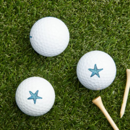 Nautische waterverf blauwe zeester golfballen