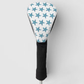 Nautische waterverf blauwe zeester golfheadcover (Voorkant)
