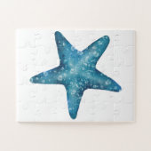 Nautische waterverf blauwe zeester legpuzzel (Horizontaal)