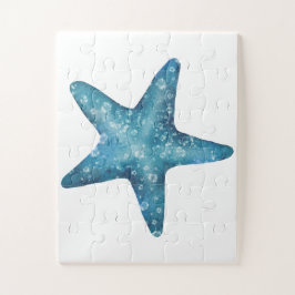 Nautische waterverf blauwe zeester legpuzzel