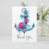 Nautische waterverf bloemanker Dank je wel Bedankkaart (Staand voorkant)