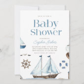 Nautische Waterverf Blue Boat boy baby shower Kaart (Voorkant)