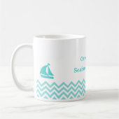 Nautische Waterverf Blue Ocean Waves Koffiemok (Links)