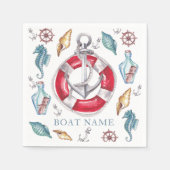 Nautische Waterverf bootnaam gepersonaliseerd Servet (Voorkant)