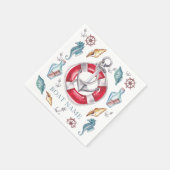 Nautische Waterverf bootnaam gepersonaliseerd Servet (Hoek)