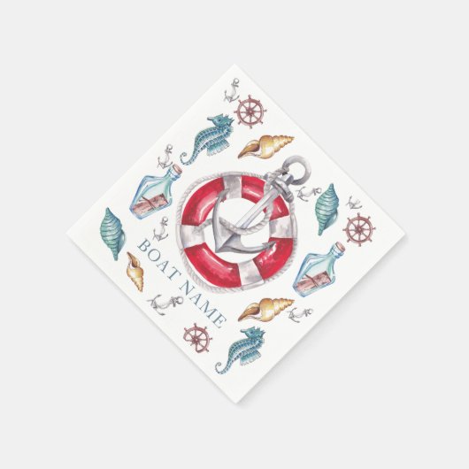 Nautische Waterverf bootnaam gepersonaliseerd Servet (Hoek)