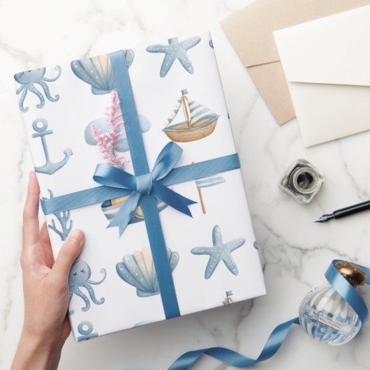 Nautische Waterverf Cadeaupapier (Geschenken)