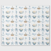 Nautische Waterverf Cadeaupapier (Vlak)