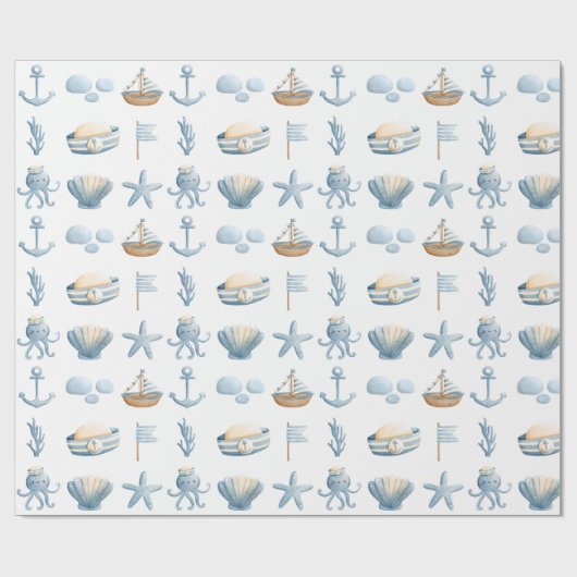 Nautische Waterverf Cadeaupapier (Vlak)