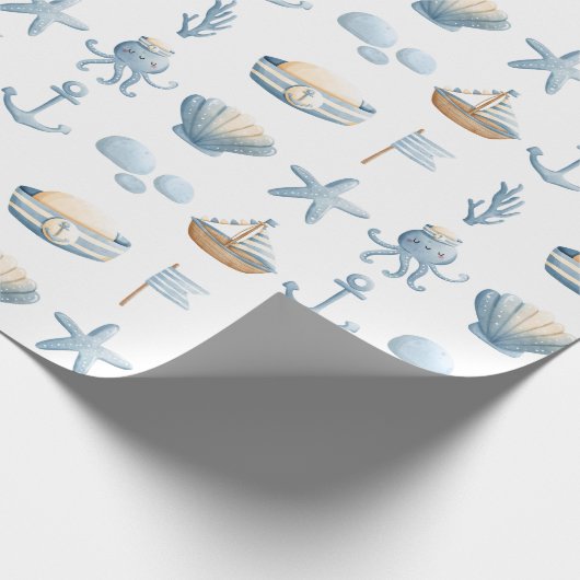 Nautische Waterverf Cadeaupapier (Hoek)