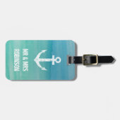 Nautische waterverf de heer en mevrouw reisbureau  bagagelabel (Voorkant horizontaal)