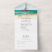 Nautische waterverf eenvoudige trouwillustratie all in one uitnodiging (Binnen)