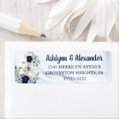 Nautische Waterverf Floral Anchor Navy Blue Marble Etiket (Insitu)